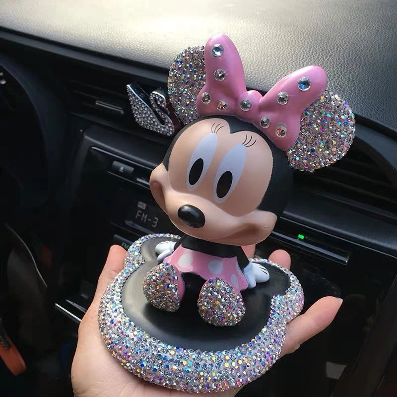 Décoration d'intérieur de voiture avec tête secouée, Disney turenie mouse,  collection créative, support d'ornement