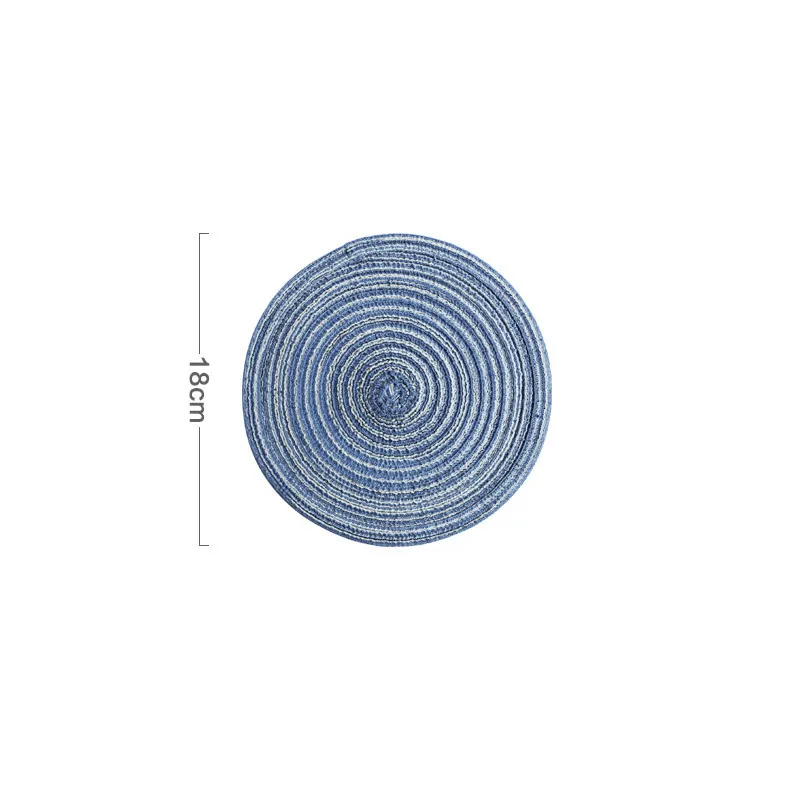 Blue18cm Подстаканник Настольный коврик рами изоляционный коврик твердый круглый дизайн подстилки льняные Нескользящие кухонные аксессуары - Цвет: Blue18cm