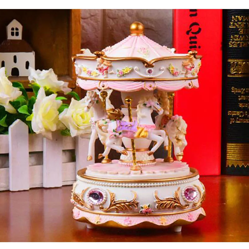 Music Box for Girls, Musical Box, Carrousel, Hand Move, Creative Gift Present, Princess Love,