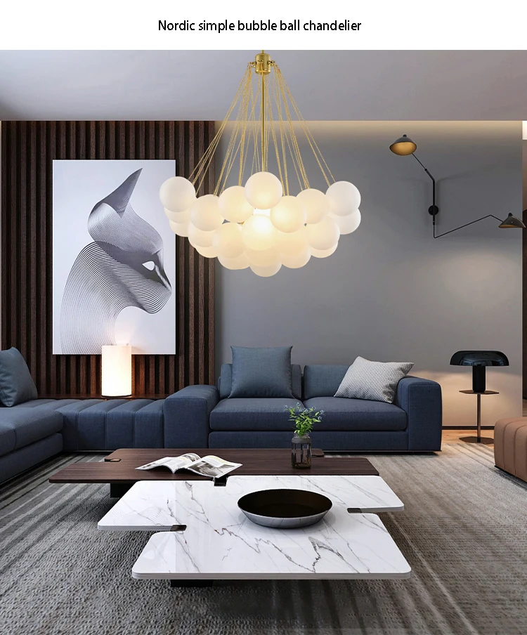 Nórdico de Bola de Vidro Luminária de Teto Dourada e Preta Lustre Suspensa Moderno 4 High Quality Luzes e Iluminação
