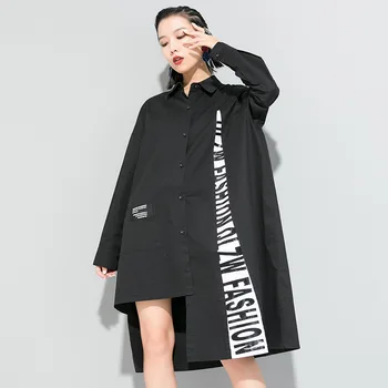 

2020 Spring New Womens Tops and Blouses Long Design Korean Style Letter Print Plus Size Women Clothes Fashion Shirt SA023S30