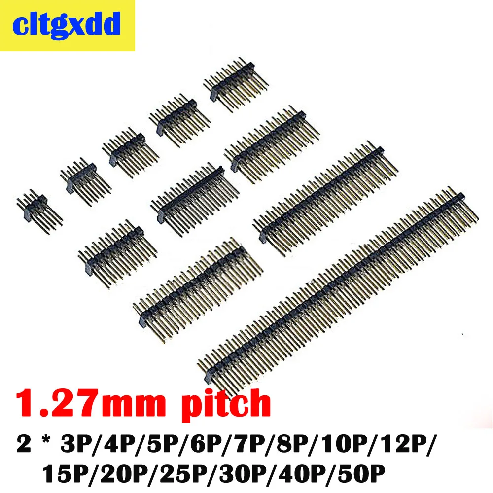 

10pcs 1.27mm Double Row Male Breakaway PCB Board Pin Header Connector Strip 2* 3P 4P 5P 6P 7P 8P 10P 12P 15P 20P 25P 30P 40P 50P