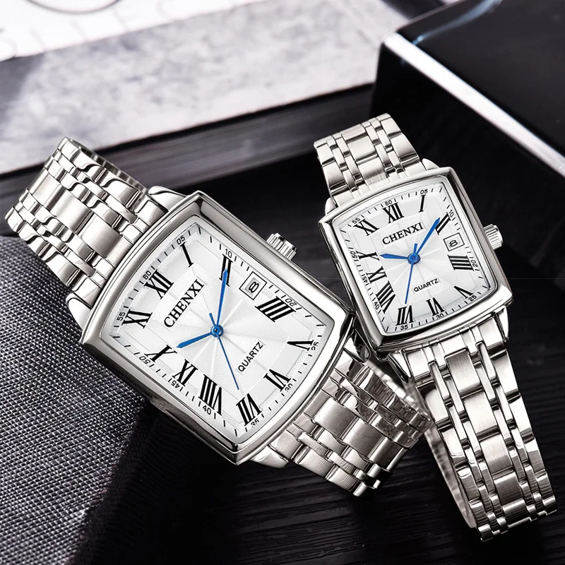 Fashion Couple Watches Women Men Watch Lover\'s Gift Clock Silver Stainless Steel Calendar Retro Classic Watch 3ATM Waterproof
