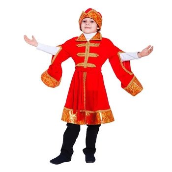 

Children's carnival costume "Tsarevich", plush, brocade, hat, caftan, size 32, height 128-140 cm
