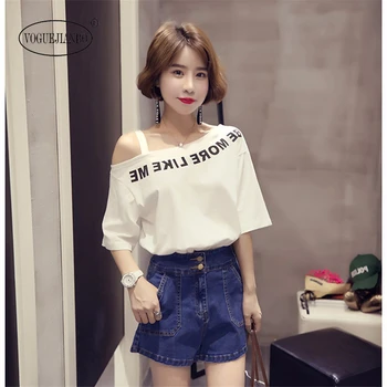 

2020 summer new vogue women clothes Korean sweet style student off shoulder casual short sleeve t-shirt bottoming ladies tops