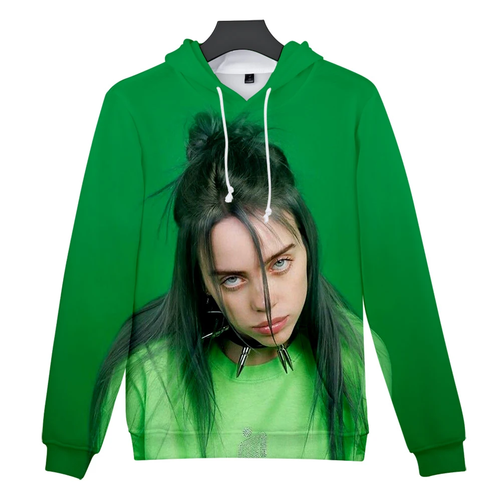 Американская певица Billie Eilish 3D Толстовка Повседневная Женская/Мужская Harajuku пуловер Толстовка Billie Eilish осень девушка 3D с капюшоном XXS-4XL