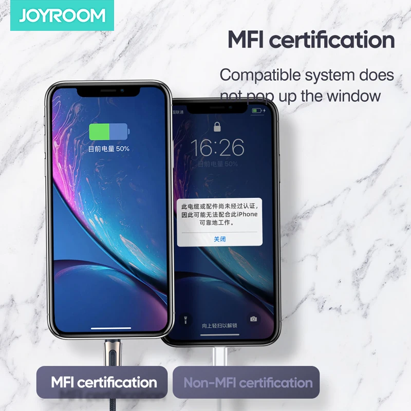 JOYROOM 1,2 м кабель Быстрая зарядка данных линии передачи 2-в-1 из цинкового сплава, цинковый сплав нейлоном для производства Iphone11 Pro Max Xs Max X8 Max Ipad Ipod