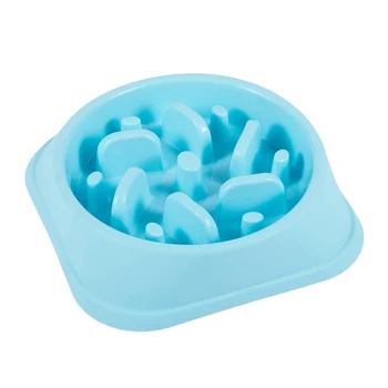 

Pet Bowl Plastic Slow Feed Dog Bowl Anti-skid Food Feeder Interactive Stoping Bloat Pet Bowl Blue