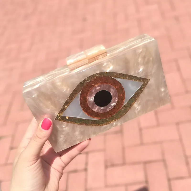 Evil Eye Bag Acrylic Clutch Bag Ethnic Evil Eye Bag Purse Acrylic Box Clutches Black Fabric Wallet Lady Envening Handbags Obag