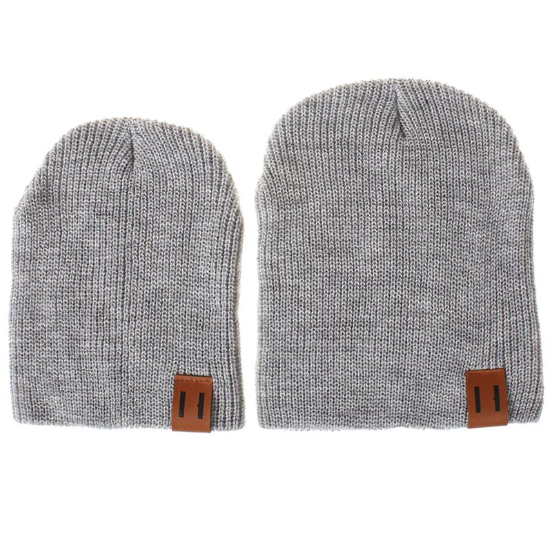1Pc Hat PU Casual Beanies for Men Women Kid Child Warm Knitted Winter Hat Fashion Solid Hip-hop Beanie Hat Unisex Cap Accessoriy