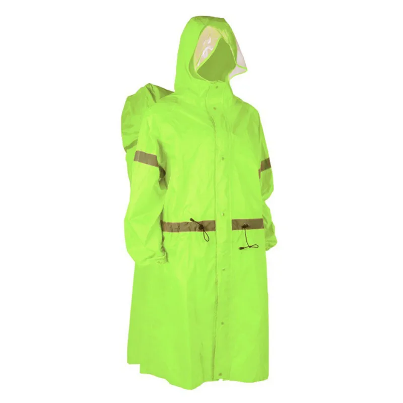 

New Outdoor Raincoat One-Piece Hooded Long Sleeve Reflective Portable Zipper Button Rainwear Suit With Backpack Rain Cover