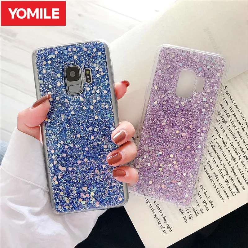 Bling Glitter Phone Case For Samsung Galaxy S11 S11E Pro S7 Edge S8 S9 A10 A20 A30 A40 A50 A60 A70 Note 8 9 Silicone Cover | Мобильные