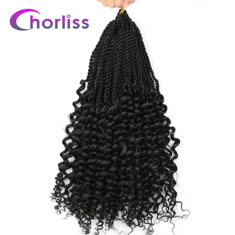 Natural Black Омбре Сенегальские закрученные вязанные крючком косички Chorliss синтетические косички волос предварительно петлевые вязанные волосы для наращивания 18 дюймов черный коричневый - Цвет: Natural Black