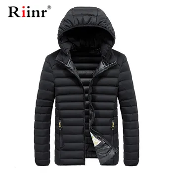 

Riinr Winter Men Parka Jacket 2019 Men's Winter Solid Color Simple High Quality Casual Down Jacket Warm Thick Hooded Parkas Male