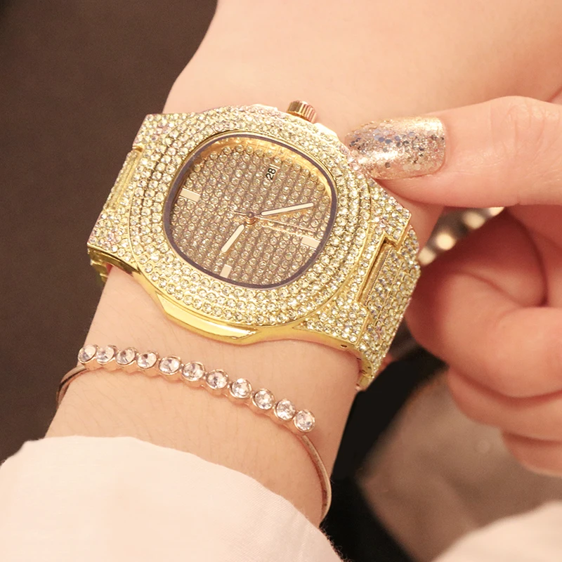 GUOU женские часы кварцевые роскошные женские часы с бриллиантами браслет из розового золота Женские часы relogio feminino saat