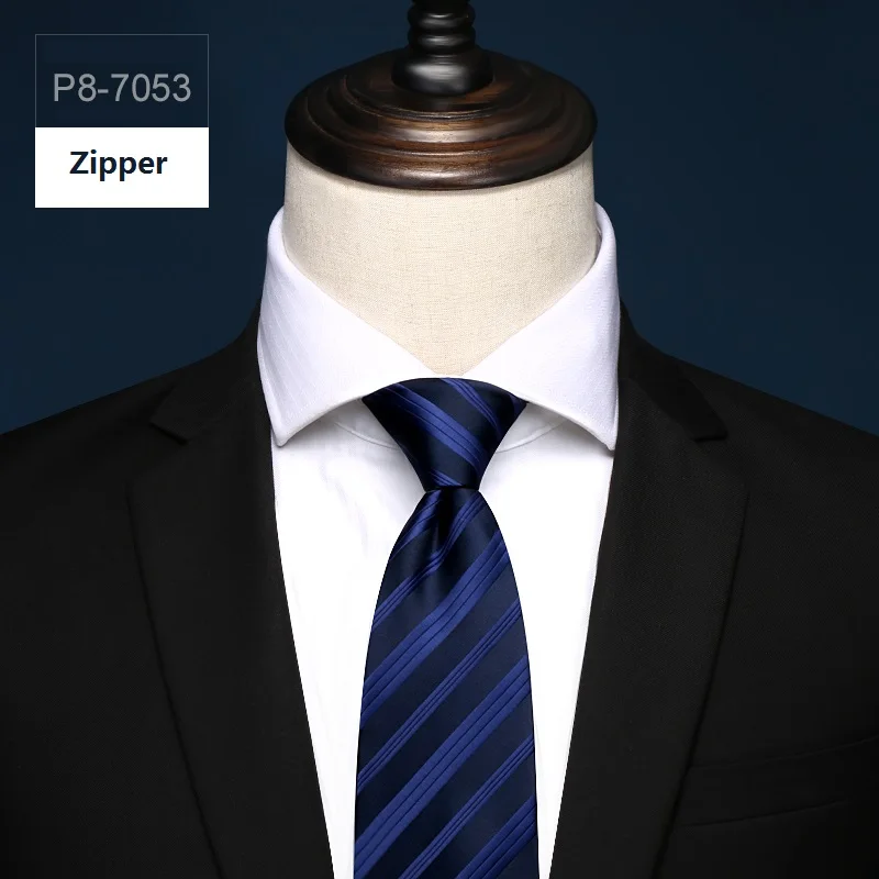 P8-7053 Zipper Высокое качество, новинка, дизайнерский бренд, модный бизнес узор, 8 см., галстуки для мужчин, на молнии, галстук, костюм, Формальная работа, с подарочной коробкой - Цвет: P8-7053 Zipper