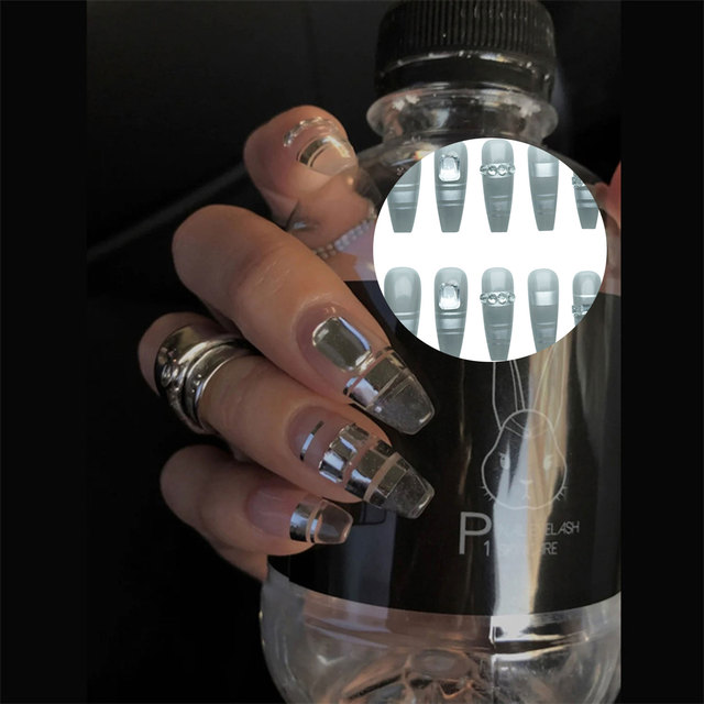 Detachable Jelly Gradient with design False Nails Wearable Ballerina Coffin Fake Nails Full Cover Nail Tips Press On Nails