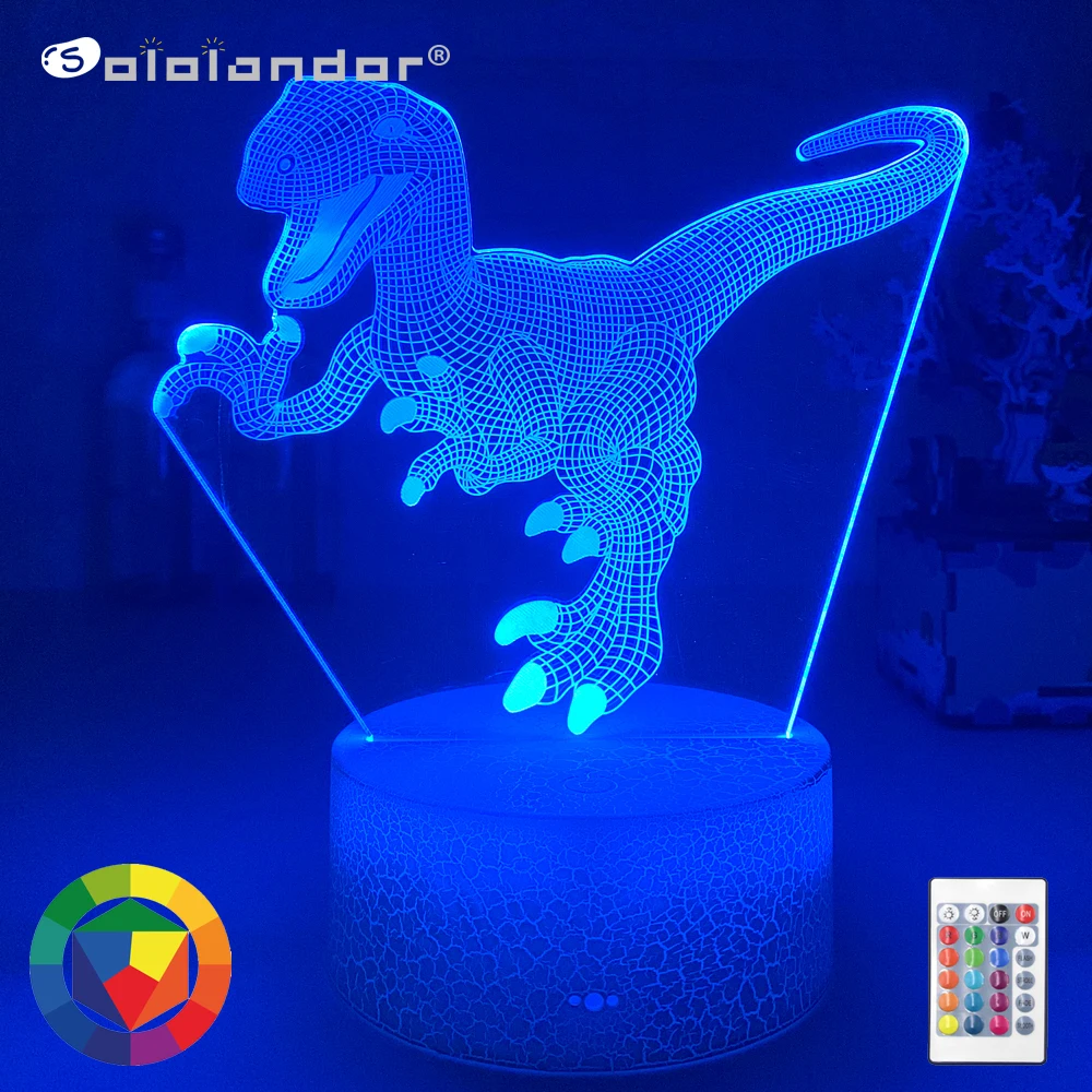 

New 3D LED Night Light Lamp Dinosaur Series 7 Color 3D Night light Remote Control Table Lamps Toys Gift For kid Home Decoration