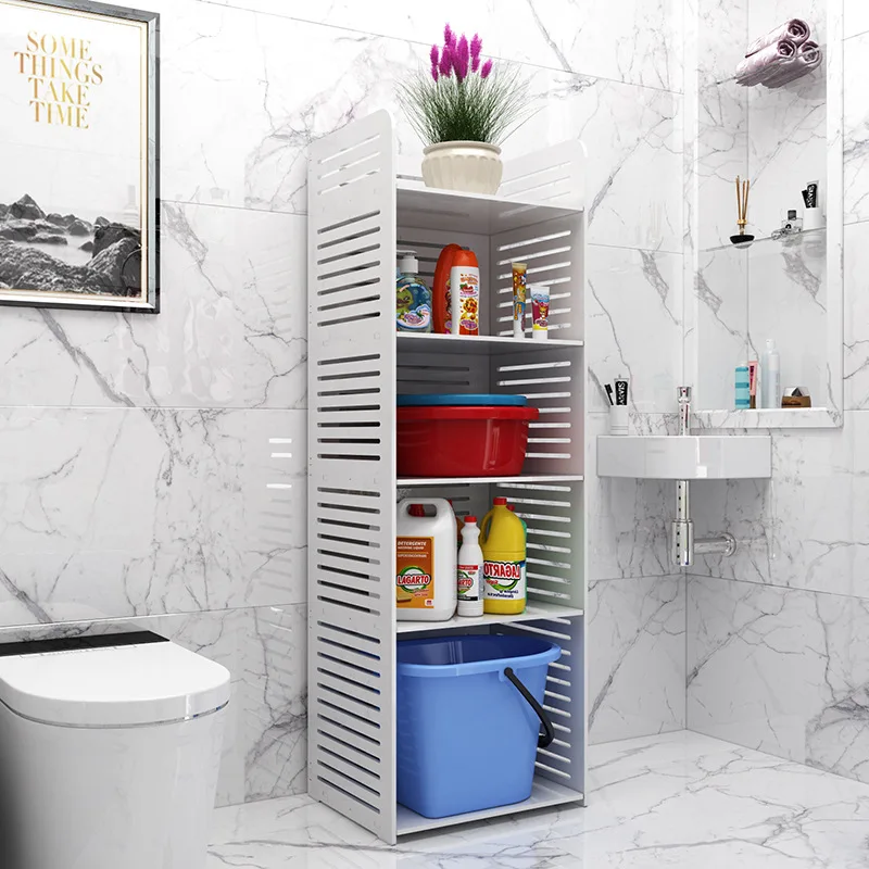 

Bathroom Storage Shelf Bathroom Floor-type Washstand Bathroom Toilet Waterproof Storage Cabinets Hole Punched wei yu jia