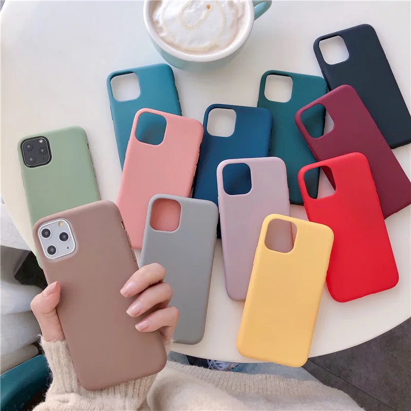 Однотонный чехол для телефона iPhone 11 Pro Max мягкие силиконовые чехлы из ТПУ 7 8 6 6s Plus XR