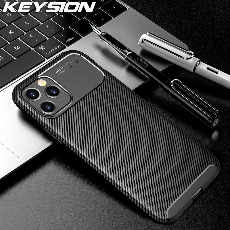 KEYSION чехол для телефона iPhone 12 Pro Max из углеродного волокна Мягкий ТПУ Силиконовый