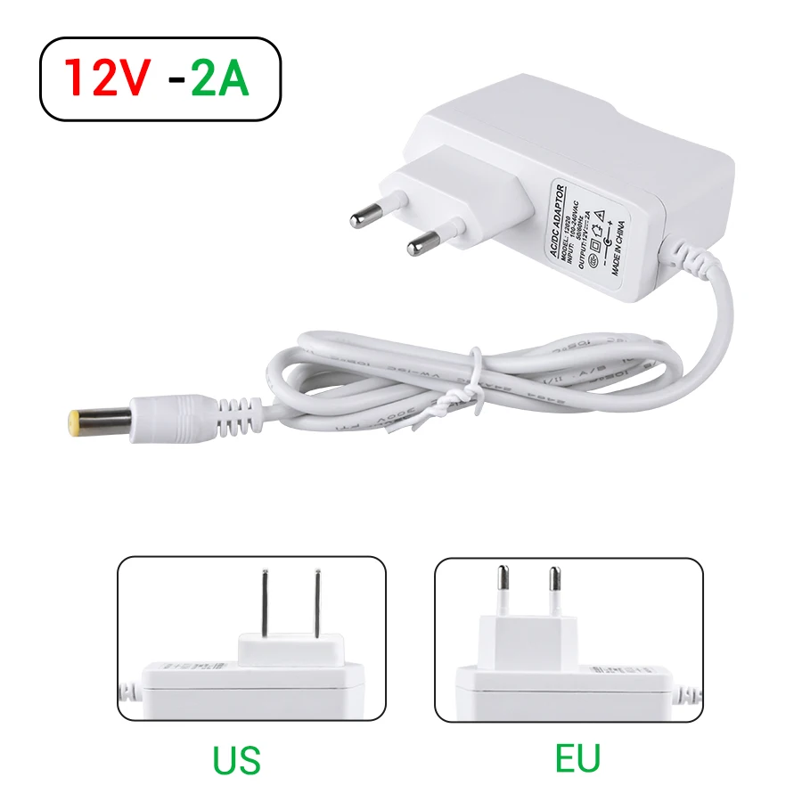 DC12 volt EU/US Plug Power Supply AC110V/220V To DC12V 1A 2A 3A 5A White