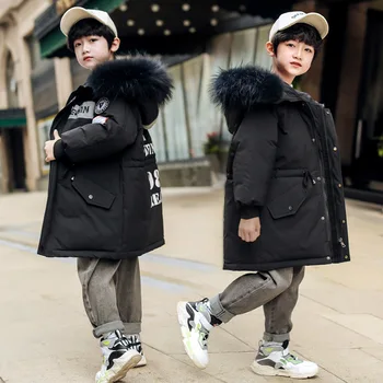 

2020 Russian New Winter clothing Boy Down Jacket Parka Real Fur Warm Coat 5-14 Years Kids clothes Teenage Outerwear snowsuit -30