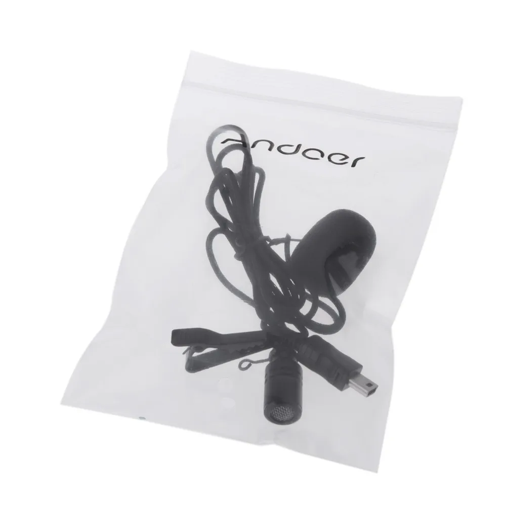 Andoer портативный мини USB кабель микрофон-петличка с зажимом для галстука для Gopro Hero 3 3+ 4