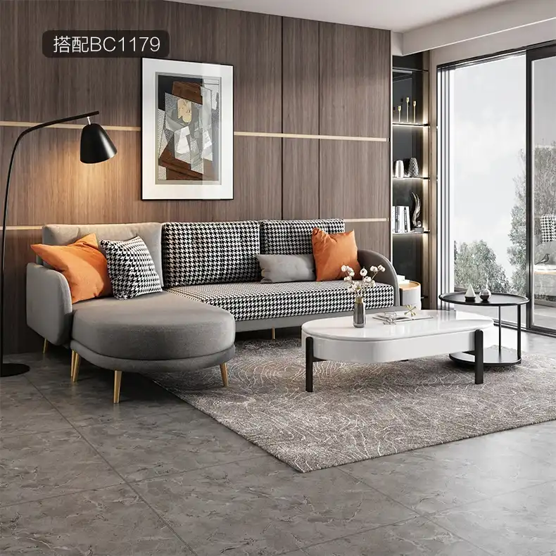 sofa esquinero de tela minimalista para sala de estar mueble nordico de lujo con luz de sofa pequeno pata de gallo