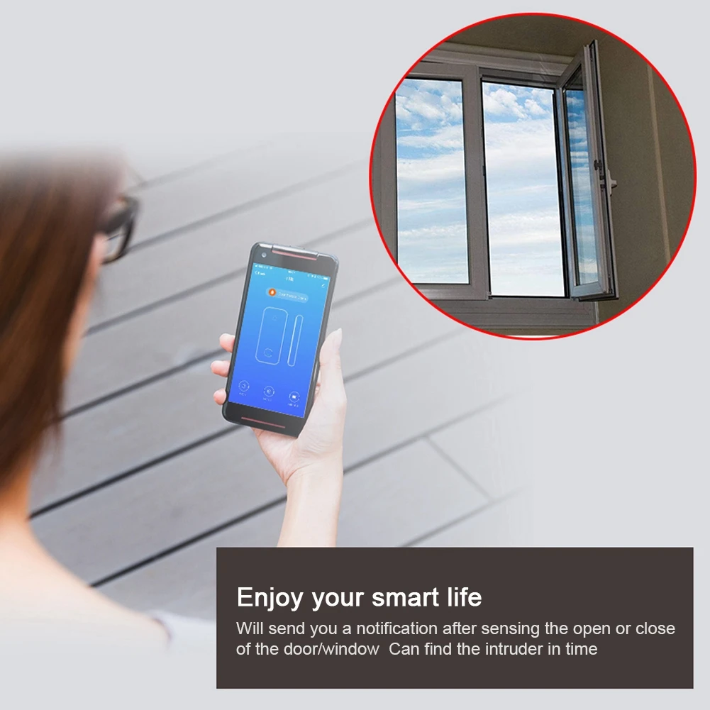 Датчик окна Беспроводной смарт WiFi двери магнитные полосы детекторы Голосовое управление 2,4G с клейкой наклейкой