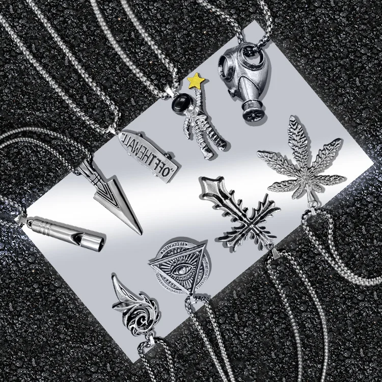 

Necklace male hip hop titanium male jewelry cross six star mask stainless steel sweater chain letter necklace nam