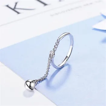 

New Fashion Simple Creative Hollow Bells 925 Sterling Silver Jewelry Wild Long Tassel Personality Women Gift Opening Rings SR641