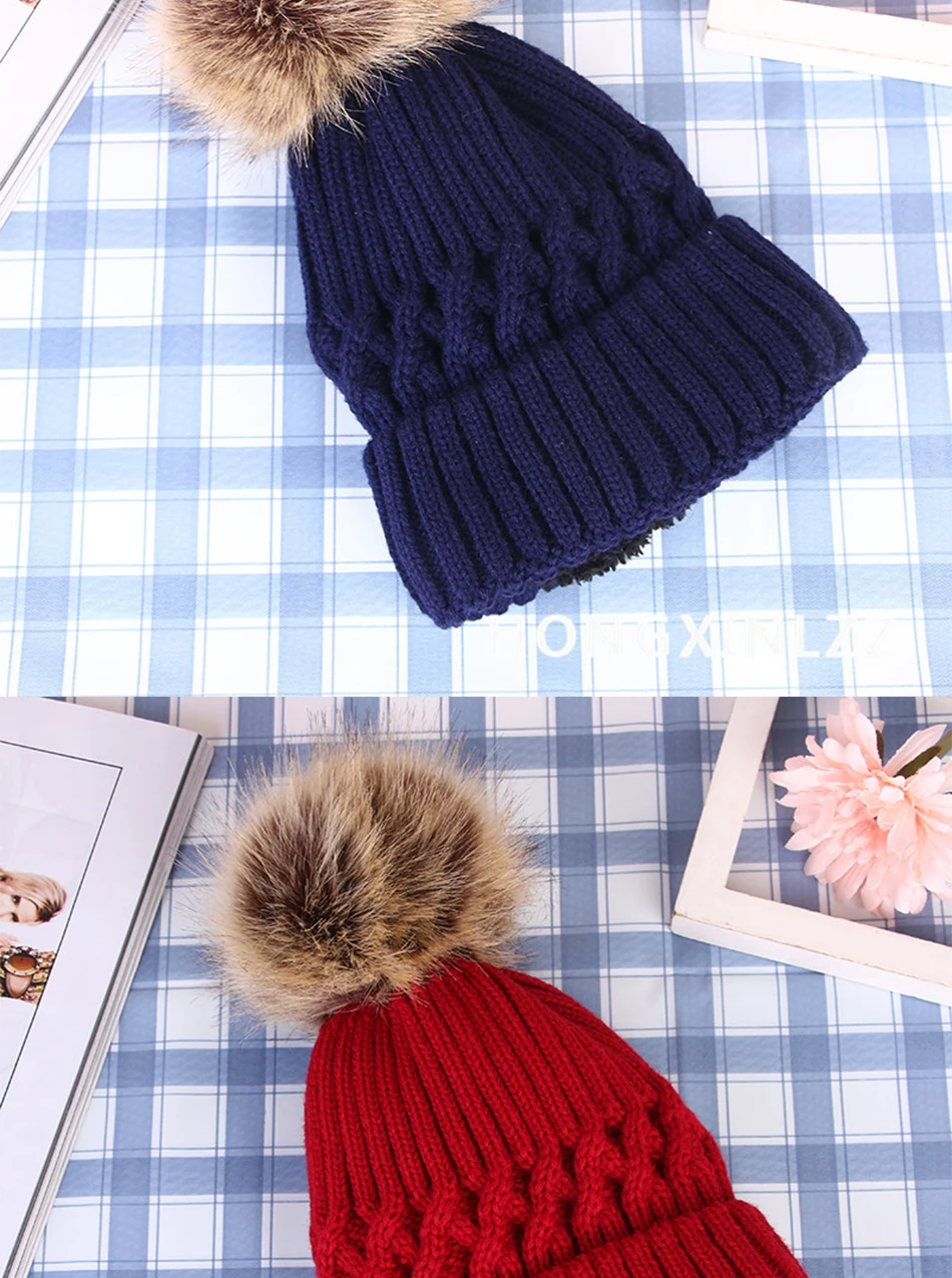 2022 New Winter Hat Luxury Quality Fox Fur Pompom Hats Beanie High Quality Girls Women Bonnet Winter Hats For Women Wool Cap men's skullies and beanies
