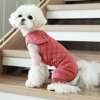 

Autumn and Winter Plaid Design Four Legs Overalls for Dogs Fashion Warm Pet Clothes Multi Colors Dachshund Dog Clothing