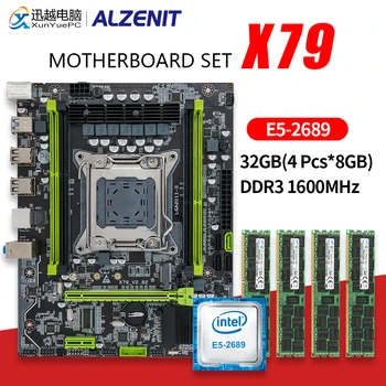 شراءALZENIT X79 اللوحة الأم مجموعة X79M-CE5 مع LGA 2011 كومبو سيون E5-2689 وحدة المعالجة المركزية 4x8GB = 32GB DDR3 1600MHz الذاكرة PC3 12800 RAM