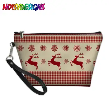 

NOISYDESIGNS 3D Christmas Deers Portable Women Bag Travel Organizer Bag Ladies Small Cosmetic Cases Toiletry Storage Beauty Bag
