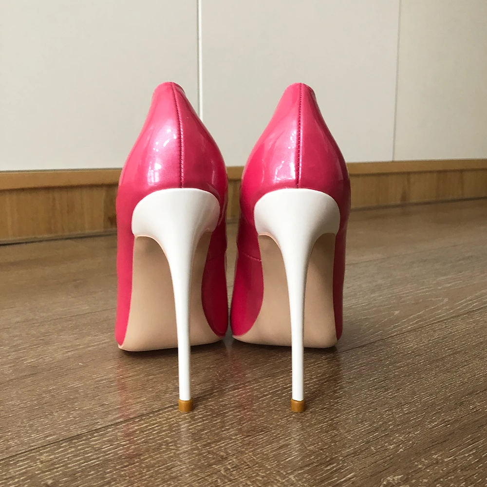 Veowalk Women Pink Patent Pointed Toe Stiletto Pumps 8cm 10cm 12cm High  Silver Heel Ladies Slip On Wedding Bride Shoes Customize - AliExpress