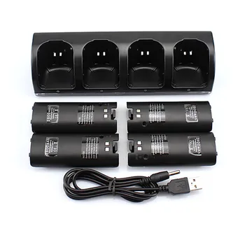 

For Wii Remote Controller Gamepad 4x Rechargeable Battery Pack + Quad Charge Dock Station Kit Game Accessories White Black