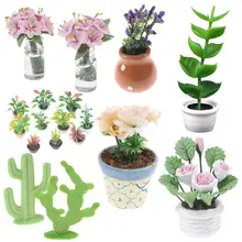 1:12 Кукольный домик Миниатюрный зеленый мини-дерево в горшке для зеленого растения в горшке кукольный дом мебель домашний декор моделирование горшечных растений