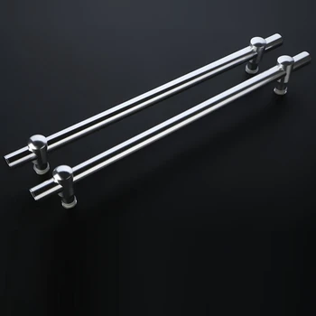 

Aluminum Alloy Shower Room Glass Door Handle Push Sliding Door Handle Frameless Glass Door Adjustable Hole Polished