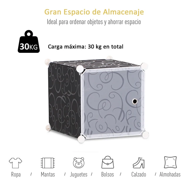 Armario modular de plástico con 8 cubos HOMCOM 25x35x19cm transparente