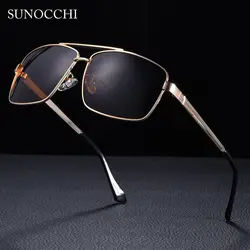 Винтажные роскошные золотые Квадратные Солнцезащитные очки поляризационные 2019 мужские солнцезащитные очки для вождения брендовые