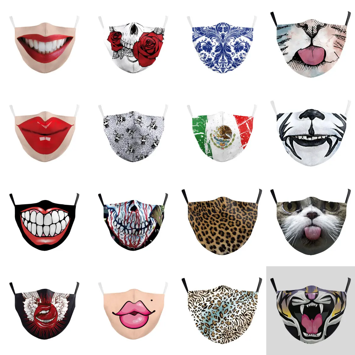 Lot de 5 demi-masques réutilisables avec cartouches, disposés en rangée, protection respiratoire.