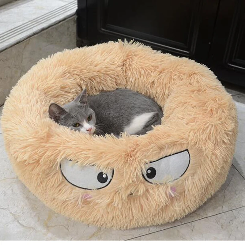 Милая круглая Лежанка для кошек и маленьких собак уютная кровать глубокого сна