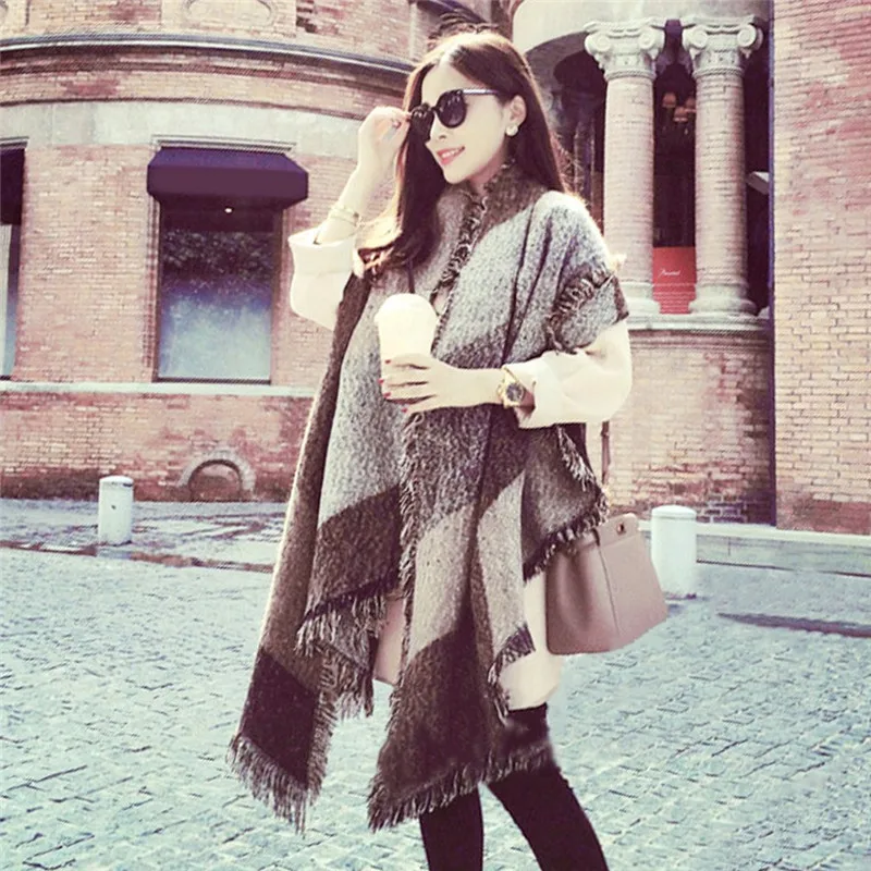 Women Black Warm Cashmere Pashmina Winter Scarf New Brand bufandas mujer New Warm Scarf Large Size Shawls Blanket Scarves