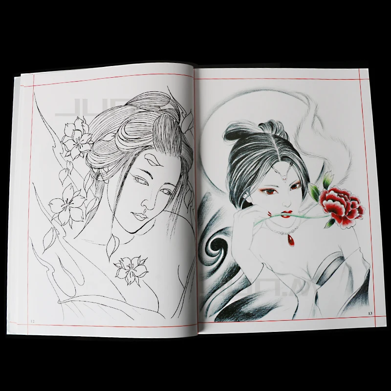 

Sao Tattoo Manuscript Book Geisha Flower Beauty Arm Small Semi-Permanent Tattoo Manuscript Book Album Pattern