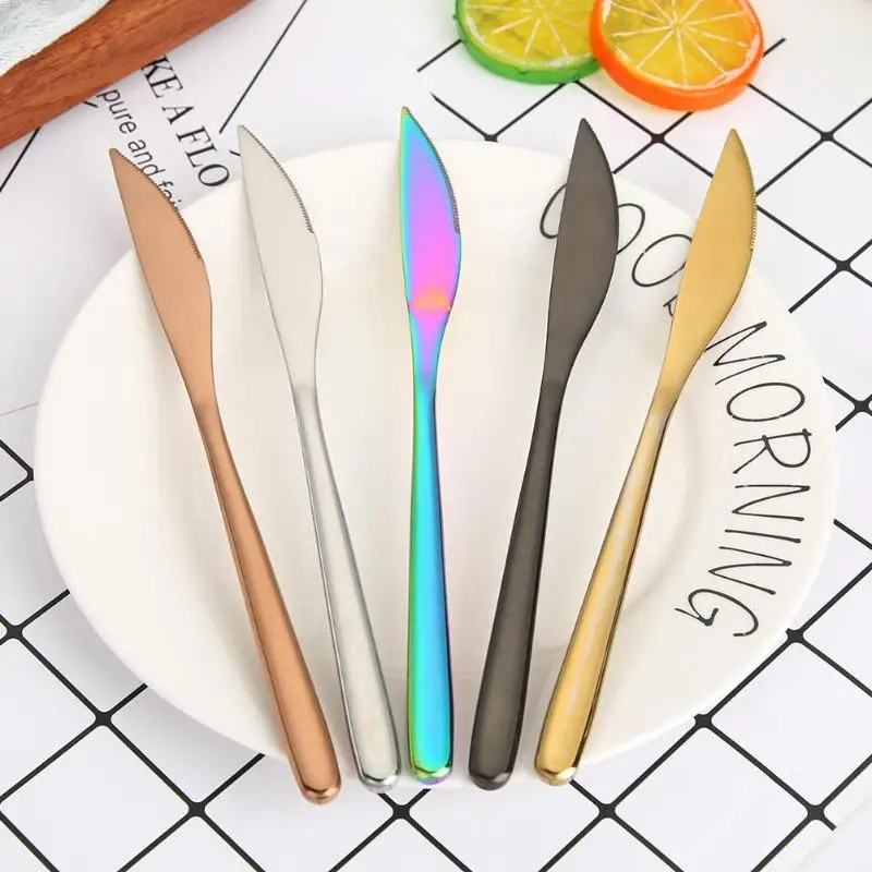 

Portable Stainless Steel Rainbow Table Knife Cutlery Flatware Kitchen Utensils Household Restaurant Cutlery Dinnerware Set