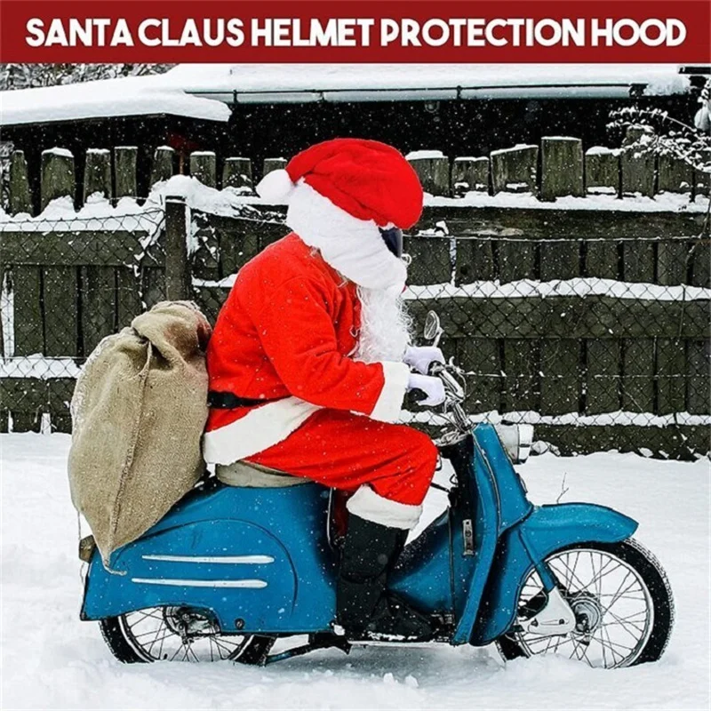 Plush Creative Santa Hat Motorcycle Helmet Cover Christmas Style Helmet Cover