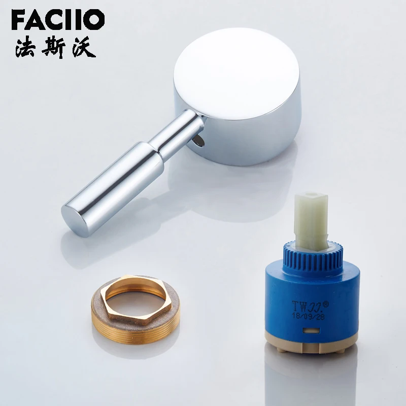 FACIIO Bathroom replacement Faucet Handle Chrome Plated Faucet Accessories Basin Mixer for 35mm/40mm Cartridge Spool Faucet