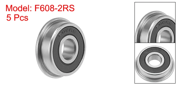 F608Z-2RS 5Qty Uxcell F608-2RS фланцевый шарикоподшипник 8x22x7 мм герметичные хромированные Подшипники 5 шт - Цвет: F608Z-2RS 5Qty